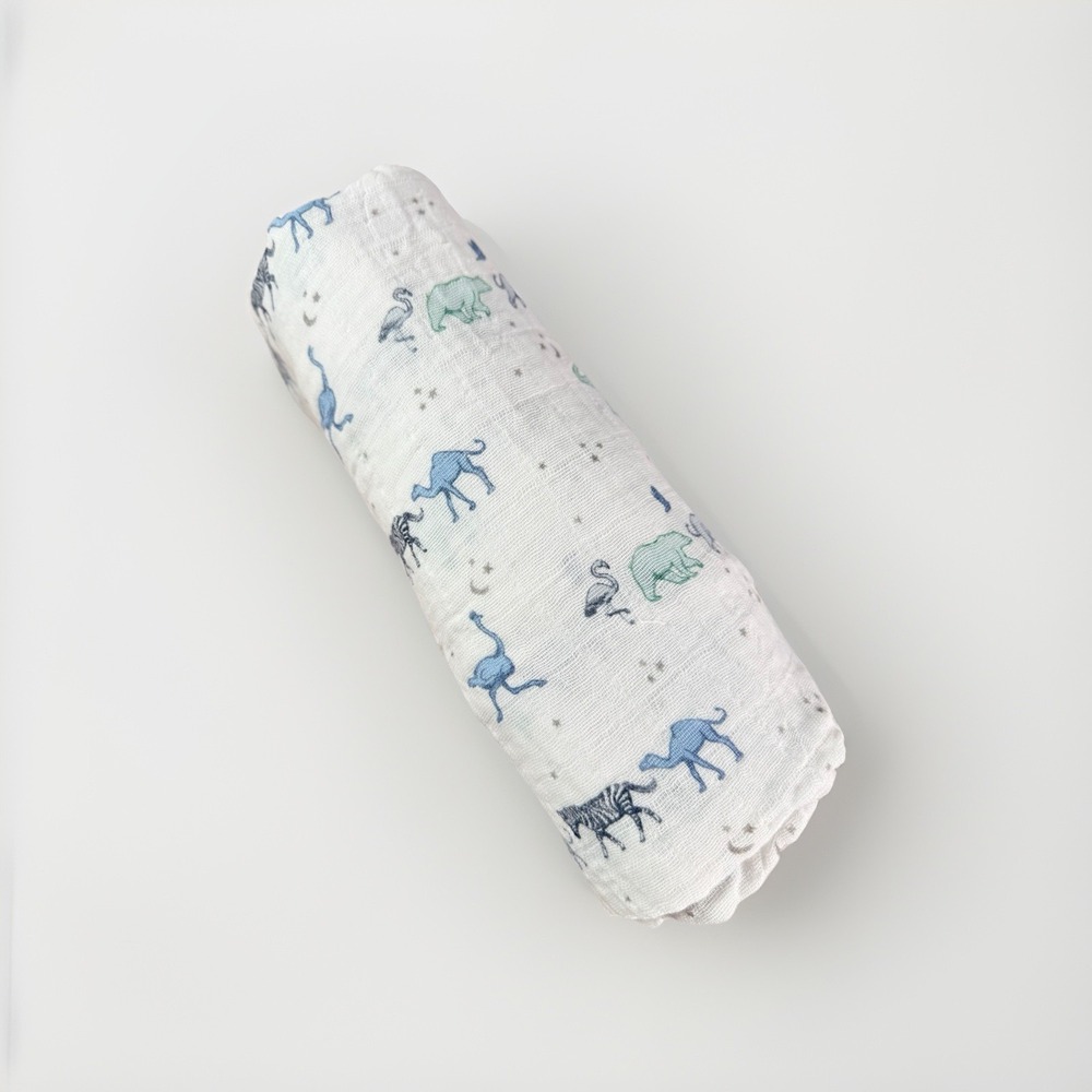Aden + Anais Safari Animal Baby Swaddle Blanket Giraffe Elephant Hippo 47"x47" - Picture 4 of 6